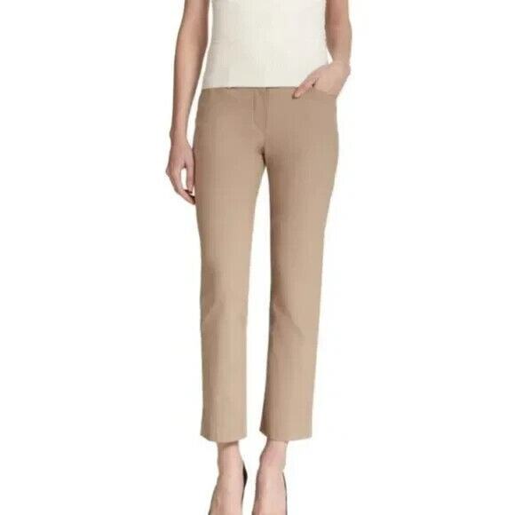 Theory Tan Izelle S Slanted Front Pocket Cropped Front Crease Trouser Pant 8 - Picture 14 of 14